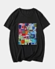 camiseta 60S Retro Geometric Psychedelic Collage V Neck