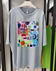 60S Retro Geometric Psychedelic Collage Oversized Mid Half Sleeve T-Shirt