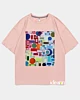 camiseta 60S Retro Geometric Psychedelic Collage Ice Cotton Oversized