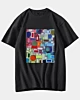 60S Retro Geometric Psychedelic Collage Oversized Drop Shoulder T-Shirt