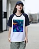 Abstract Psychedelic Colors Throw Pillow Short Raglan T-Shirt