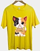 Adorable gato de dibujos animados sosteniendo madera cerrada - Camiseta ligera