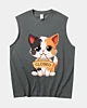 Adorable Cartoon Cat Holding Wooden Closed - Tank Top