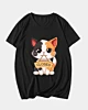 Adorable gato de dibujos animados que sostiene la madera cerrada - Camiseta con cuello en V