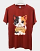 Adorable chat de dessin animé tenant un bois fermé - Classic T-Shirt