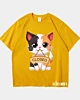 Adorable Cartoon Katze hält Holz geschlossen - Heavyweight Oversized T-Shirt