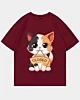 Adorable Cartoon Katze hält Holz geschlossen - Oversized Drop Shoulder T-Shirt