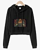 Autumn Leaves Feathers Psychedelic Coffee Latte Cropped Hoodie