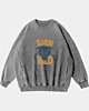 Born Wild Illustration Panther Head - Acid Wash Sweatshirt