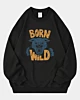 Born Wild Illustration Panther Head - Oversized Sweatshirt