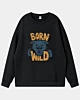 Born Wild Illustration Panther Head - Sweatshirt à épaules tombantes