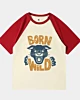 Born Wild Illustration Panther Head - Kurzes Raglan T-Shirt