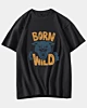 Born Wild Illustration Panther Head - Camiseta oversize con hombros caídos