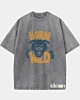 Camiseta Born Wild Illustration Panther Head - Acid Wash