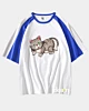 Cartoon Katze Charakter 2 - Mid halbe Ärmel Raglan T-Shirt