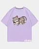 Cartoon Cat Character 2 - Ice Cotton Oversized T-Shirt