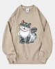 Squatting Cartoon Cat 3 - Oversized Sweatshirt