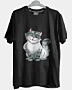 Hockende Cartoon-Katze 3 - Klassisches T-Shirt