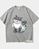Hockende Cartoon-Katze 3 - Schweres T-Shirt in Übergröße