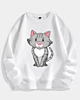 Hockende Cartoon-Katze 4 - Drop Shoulder Fleece-Sweatshirt