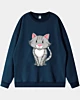 Squatting Cartoon Cat 4 - Drop Shoulder Sweatshirt