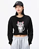 Hockende Cartoon-Katze 4 - Sweatshirt mit Ausschnitt