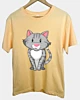 Hockende Cartoon-Katze 4 - Leichtes T-Shirt