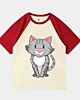 Hockende Cartoon-Katze 4 - Kurzes Raglan-T-Shirt