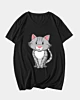 Hockende Cartoon-Katze 4 - T-Shirt mit V-Ausschnitt