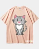 Gato de dibujos animados en cuclillas 4 - Camiseta pesada