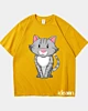 Squatting Cartoon Cat 4 - Heavyweight Oversized T-Shirt