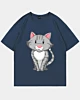Squatting Cartoon Cat 4 - Camiseta oversize con hombros caídos