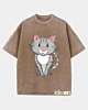 Squatting Cartoon Cat 4 - Acid Wash T-Shirt