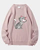 Squatting Cartoon Cat - Pellet Fleece Sweatshirt