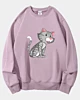Hockende Cartoon-Katze - Klassisches Fleece-Sweatshirt