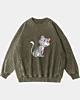 Squatting Cartoon Cat - Acid Wash Sweatshirt