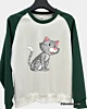 Squatting Cartoon Cat - Raglan Sleeve Sweatshirt