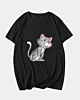 Squatting Cartoon Cat - V Neck T-Shirt
