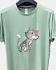 Squatting Cartoon Cat - Quick Dry T-Shirt