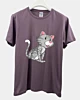 Hockende Cartoon-Katze - Klassisches T-Shirt