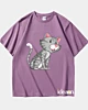 Gato de dibujos animados en cuclillas - Camiseta pesada