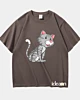 Squatting Cartoon Cat - Heavyweight Oversized T-Shirt