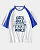 Cats Rule The World - Camiseta raglán de media manga Mid Half Sleeve
