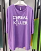 Cereal Killer Breakfast Oversized Mid Half Sleeve T-Shirt