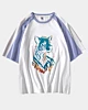 Colorful Head Hyena Pop Wolf Mid Half Sleeve Raglan T-Shirt