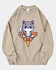 Niedliche Katze sitzend Pizza - Sweatshirt in Übergröße