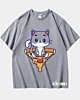 Niedliche Katze sitzt auf Pizza - Heavyweight T-Shirt