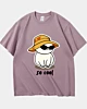 Mignon Chat Jaune Cool Avec Lunettes De Soleil Et Chapeaux T-shirt Surdimensionné Poids Lourd