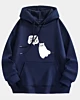 Cute Halloween Cat Ghost Meme Bubble Meow Boo Drop Shoulder Fleece Hoodie