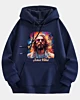 Divine Duality Modern Hippie Psychedelic Jesus Drop Shoulder Fleece Hoodie